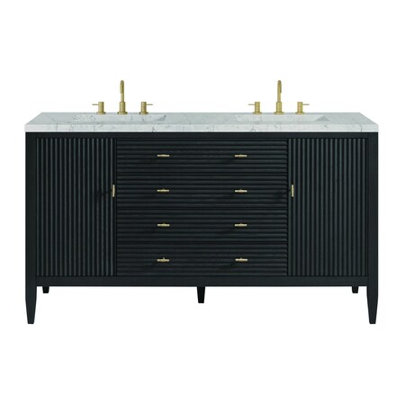 James Martin Vanities 60'' Double Vanity, Carbon Oak w/ 3 CM Eternal Jasmine Pearl Quartz Top 485-V60D-CBO-3EJP